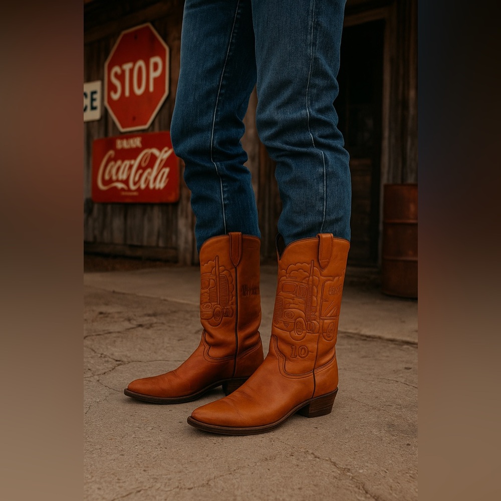 Vintage Wrangler 10-4 Truck Cowboy Boots Men 7.5/Women’s 9 Tan Leather Western
